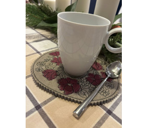 ADVENTSKALENDER 10. Dezember - Stickdatei - ITH Mug Rug Untersetzer Blumenteppich